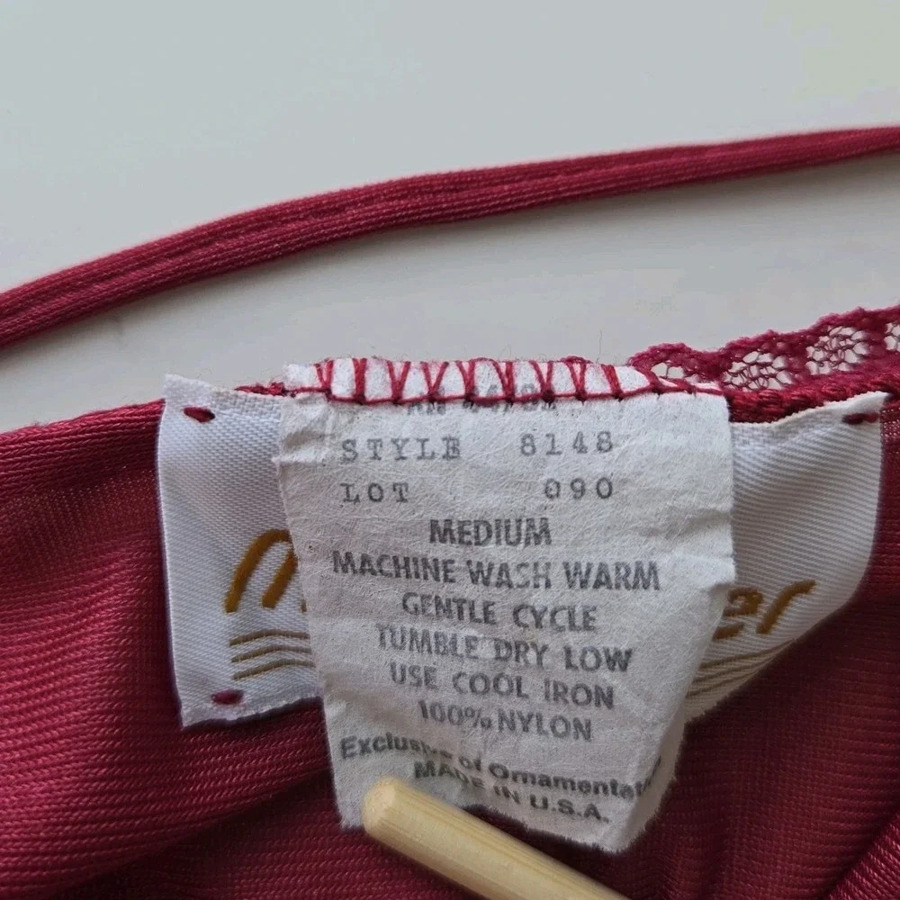 Moodsetter Vintage Red Teddy  One Piece Size M Lingerie Snap Crotch Made‎ In USA